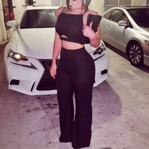 Black Pant & Crop Top Set